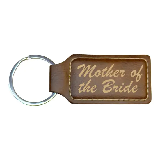 Keychain - Rectangle - Mother of the Bride - Leather Rawhide/Black {4}