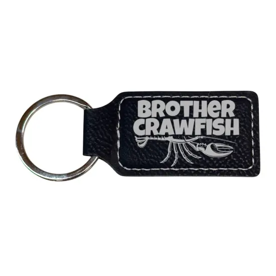 Keychain - Rectangle - Brother Crawfish - Leather Black/Silver {1}