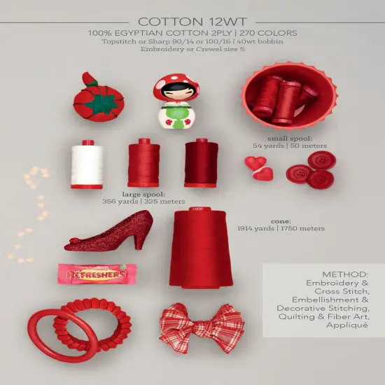 Lobster Red (2265) | 12wt Large Spool (325M / 356Y) | Aurifil Thread {2}