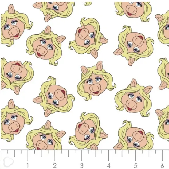 Camelot Fabrics The Muppets Collection Miss Piggy White Cotton Fabric by the Yard {1}