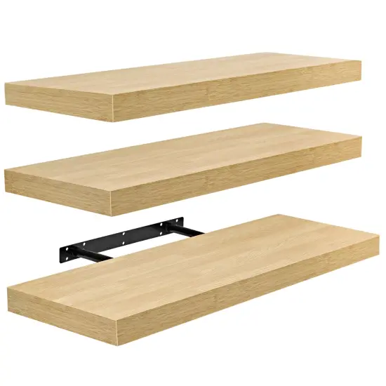 Sorbus Floating Shelves 3 Pack, 24-Inch Wall Mounted Shelves for Wall Decor and Storage with Invisible Brackets Maple {6}