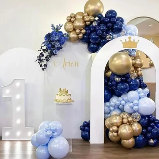 Blue and Gold Balloons, 60Pcs 12Inch Navy Pearl Blue Party Balloons with Metallic Gold Blue Helium Balloon Blue Gold Confetti Latex Balloons Set for Boys Birthday Baby Shower Christening Decorations {4}