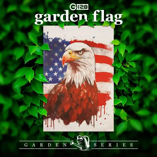 G128 Patriotic Bald Eagle Garden Flag 12x18 In Double Sided Independence Day Yard Garden Lawn Decoration {2}