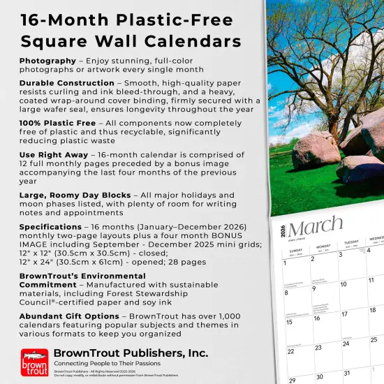 Minnesota Wild & Scenic | 2026 12 x 24 Inch (Hanging) Monthly Square Wall Calendar | Plastic-Free {6}