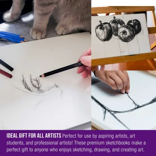 9" x 12" Premium Heavy-Weight Charcoal Sketchbook (2 Pack, 64 Sheets Total) - 90lb (160gsm) Sketch Book Pad for Charcoal, Pencil & Pastel Drawing {6}