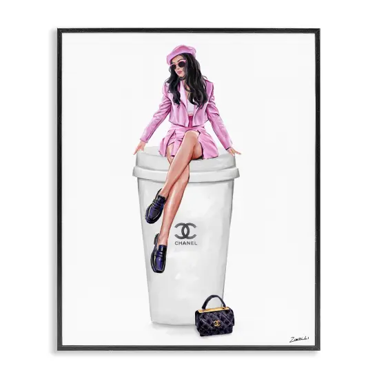 Stupell Industries Chic Fashionista Atop Coffee Framed Giclee Wall Art Design by Ziwei Li {1}
