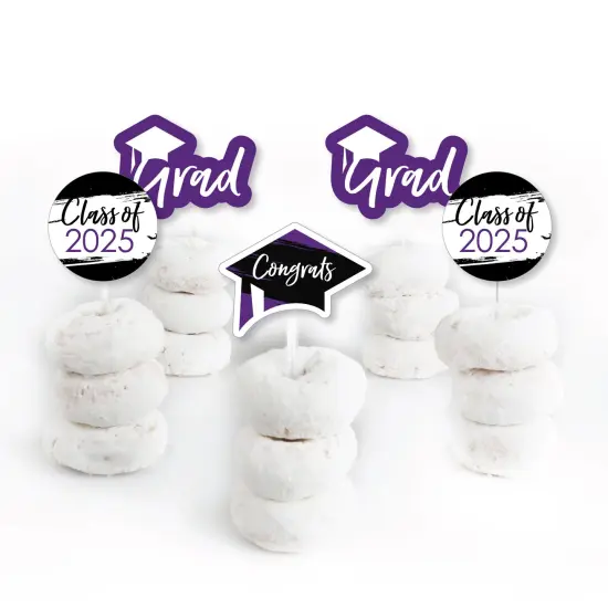 Big Dot of Happiness Purple 2025 Graduation Party - Dessert Cupcake Toppers - Clear Treat Picks - Set of 24 {3}