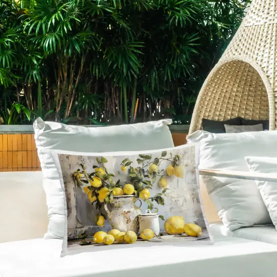 Lemons & Canisters Still Life Outdoor Printed Pillow Design by Arlington Prints, 14 x 7 x 20 {2}