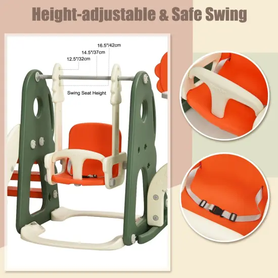 6 in 1 Slide and Swing Set with Ball Games for Kids Orange {6}