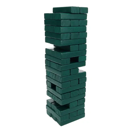 WE Games Wood Block Stacking Party Game That Tumbles Down when you play - Includes 12 in. Wooden Box and die {2}