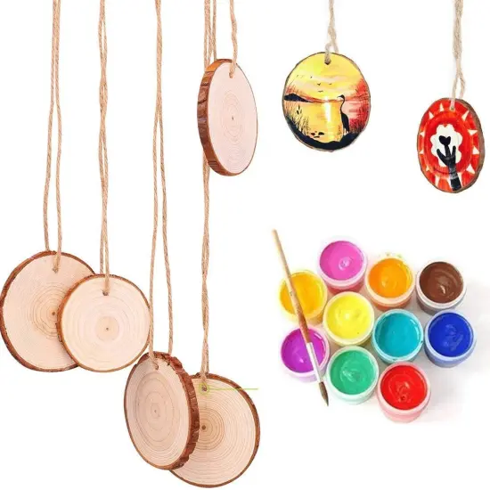 Wood Slices Craft Unfinished Wood kit Predrilled with Hole Wooden Circles for Arts Wood Slices Christmas Ornaments DIY Crafts 30 Pcs 2.0-2.4 inches {3}