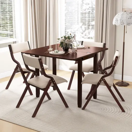 Kitchen Table Set for 2 Expandable Dining Table with 2 Upholstered Folding Chairs {3}