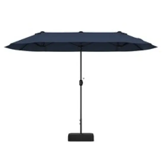Polyester 13 Feet Double-Sided Patio Twin Table Umbrella with Crank Handle & UV Protection Grey {9}