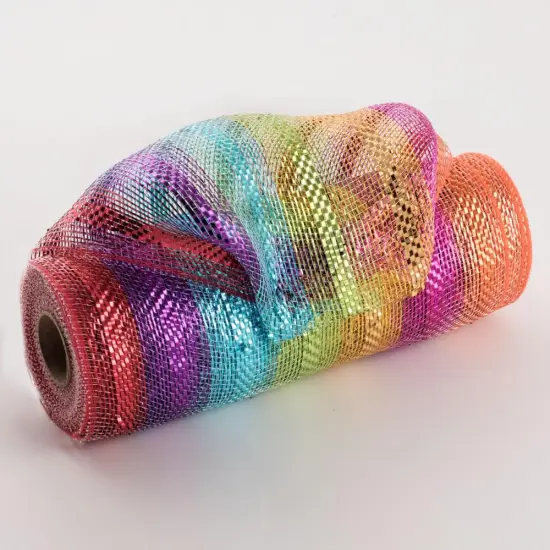 Multi Color Deco Poly Mesh Ribbon 10 Inch x 30 Feet | Red Purple Turquoise Green Orange Pink {2}