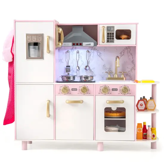 Wooden Kitchen Playset with Ice Maker, Sounds, and Accessories for Ages 3+ {1}