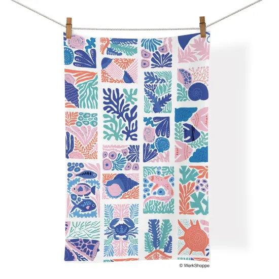 Modern Coastal Cotton Kitchen Tea Towel {1}