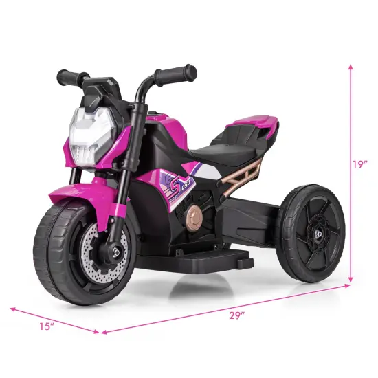 Plastic 6V Kids Ride-on Motorcycle with Battery Power and Detachable Training Wheels Pink {4}