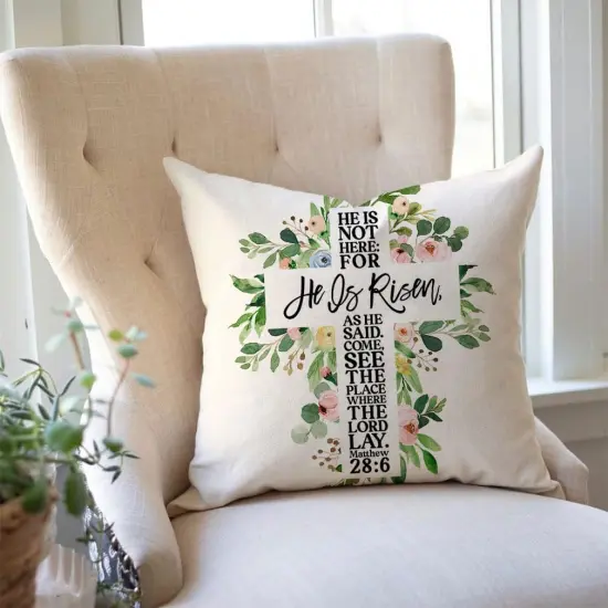 He is Risen Easter Pillow Covers 18x18 Greenery Cross Easter Decorations Outdoor Farmhouse Pillows Decorative Throw Pillows Cases {2}