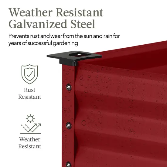 Best Choice Products 48x24x30in Elevated Galvanized Metal Garden Bed w/ Corner Protectors Royal Red {4}