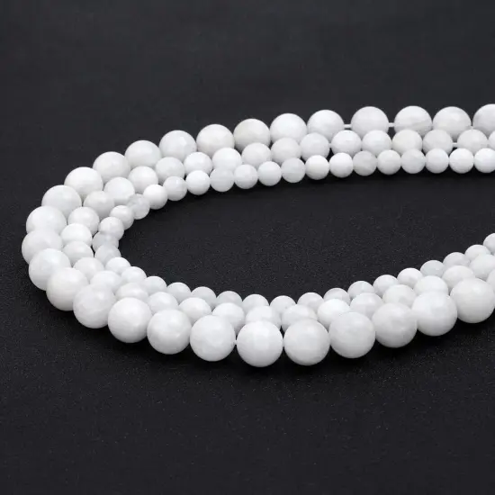 Natural Gemstone Beads for Jewelry Making,8mm White Moonstone Polished Round Smooth Stone Beads {1}
