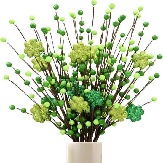 Berry Stems Decor, 24Inch Artificial Clover Stems for St. Patrick's Day Decorations {1}