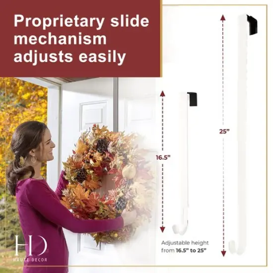 Haute Decor Adjustable Length Wreath Hanger - 20 Lb. Capacity White {4}