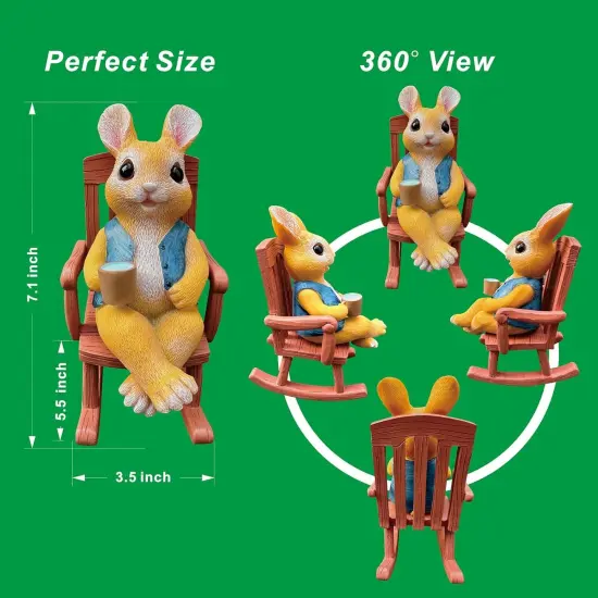 Bunny Outdoor Yard Garden Stuates, Outdoor Statues Home Garden Sculpture, Easter Ornament Sculpture,Yard Figurine for Art Lawn Patio Ornament {2}