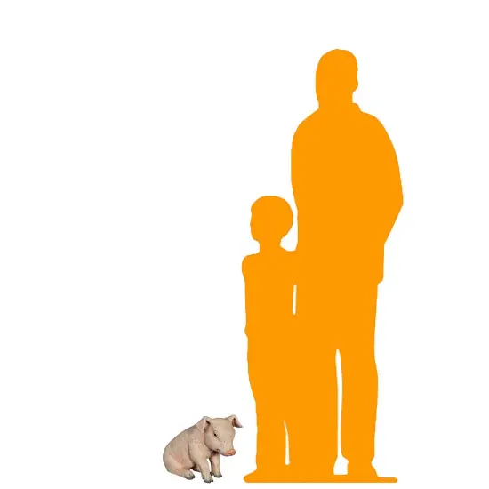 New Born Pig Sitting Life Size Statue {2}