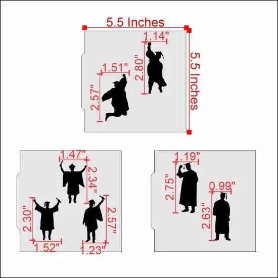 Male Graduate Silhouette 3 Piece Cookie Stencil Bundle {3}