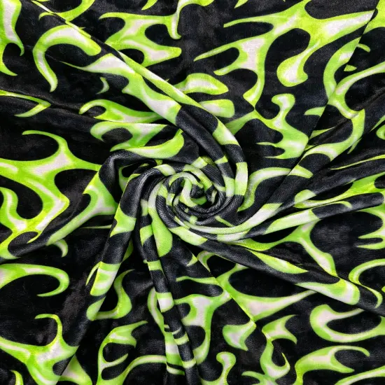 1 Yard Green Flame Stretch Velvet Fabric for Dancewear Leggings Costumes Streetwear Projects {1}