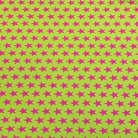 1 Yard Star Print Spandex Fabric Four Way Stretch for Costumes and Activewear 58"/60" Width Yellow w Pink Stars {1}