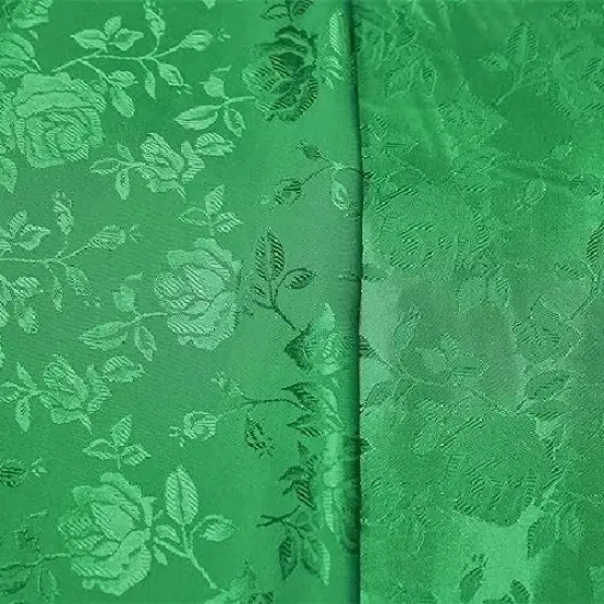 1 Yard Kelly Green Rose Floral Jacquard Satin 60/59&Prime; Width 100% Polyester {1}