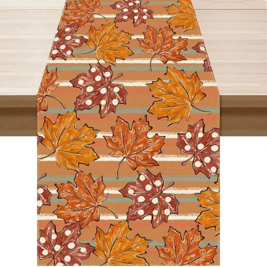 Fall Rustic Maple Leaves Table Runner {1}