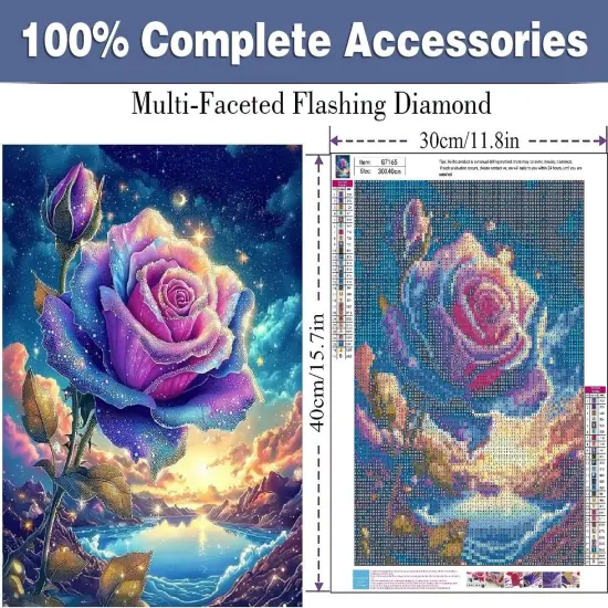 Rose Diamond Art Kits for Adults, Sunset Sky Diamond Painting Kits for Beginners, DIY 5D Full Drill Flowers Crystal Rhinestone Gem Art Craft Kits for Home Wall Decor 12X16 Inch {3}