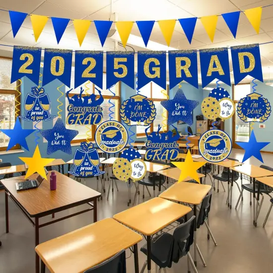 Graduation Decorations 2025 Blue Pre-Assembled {4}