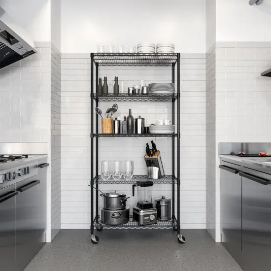 Seville Classics 5-Tier NSF Steel Wire Shelving Unit, 36" W x 14" D x 75.5" H White {5}