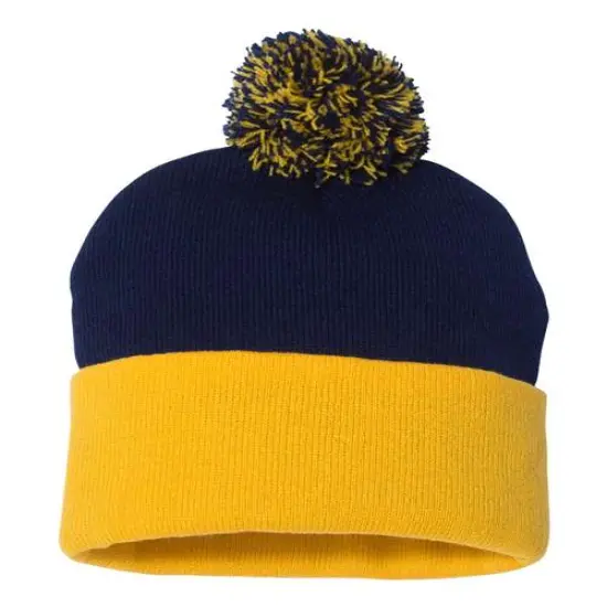 Sportsman&reg; Pom Pom Cuffed Beanie Navy/ Gold {1}