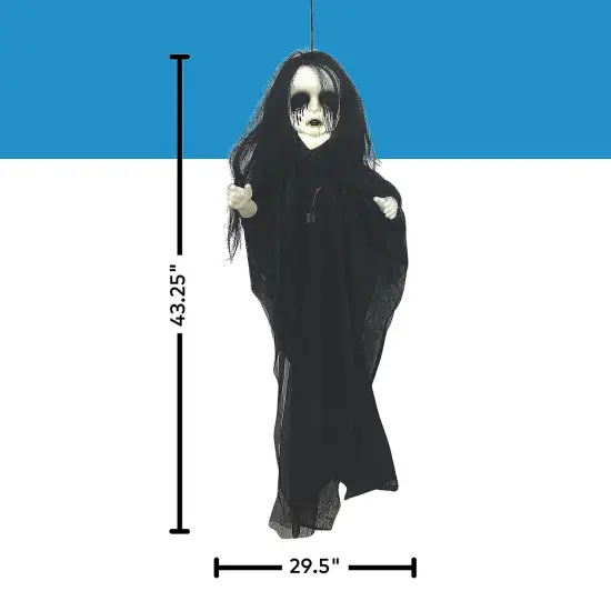 29.5 x 43.25 Inch Light Up Hanging Undead Girl Halloween Decoration {5}
