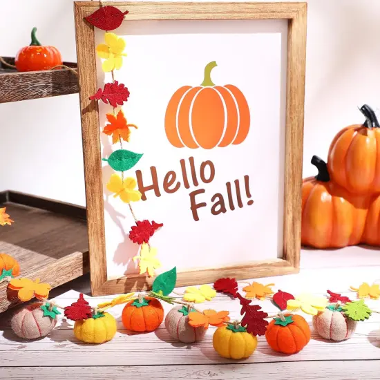 Pumpkin Maple Leaves Fall Felt Garland {2}