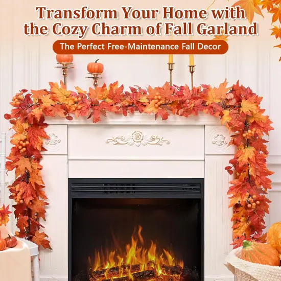 6 Ft Fall Leaves Garland with Lights {3}