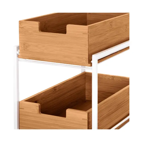 Seville Classics 2-Tier Bamboo Sliding Baskets White {5}