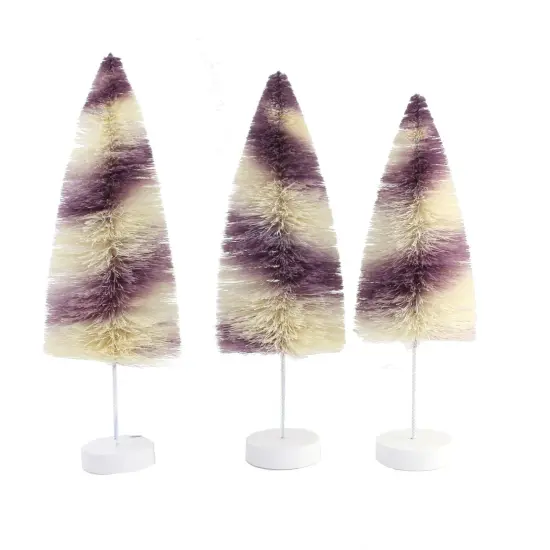 Bethany Lowe 12.0 Inch Purple Stripes Delights Halloween Decorative Tree Set , Halloween Decor Bottle Brush Trees {2}