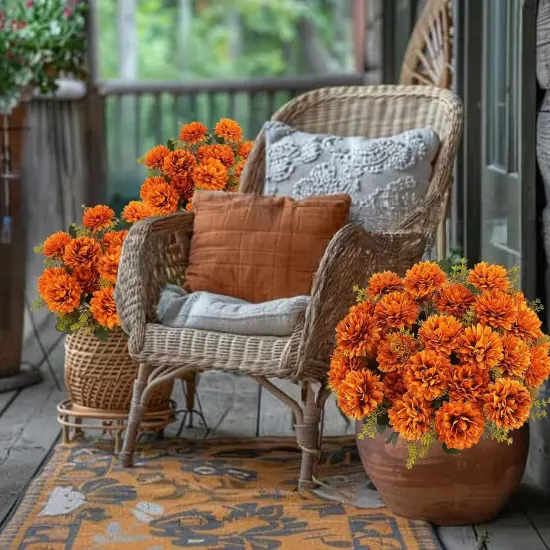 2 Bundles Artificial Fall Flowers Table Decor {3}