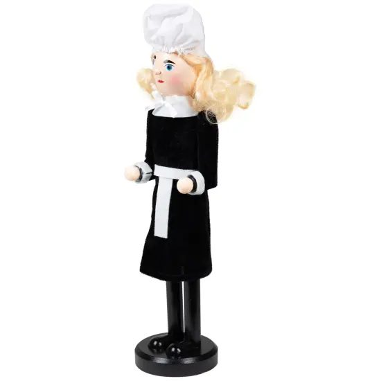 Northlight Pilgrim Woman Thanksgiving Fall Harvest Wooden Nutcracker Decoration - 14" White {5}