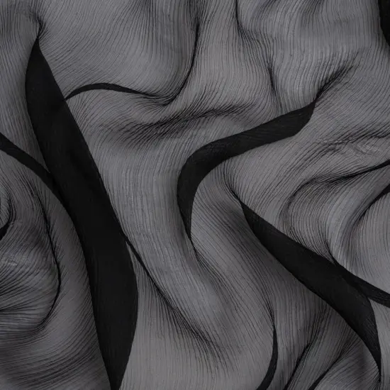 1 Yard Elegant Black Crinkled Silk Chiffon 50" Wide Perfect for Overlays, Gowns & Evening Tops {1}