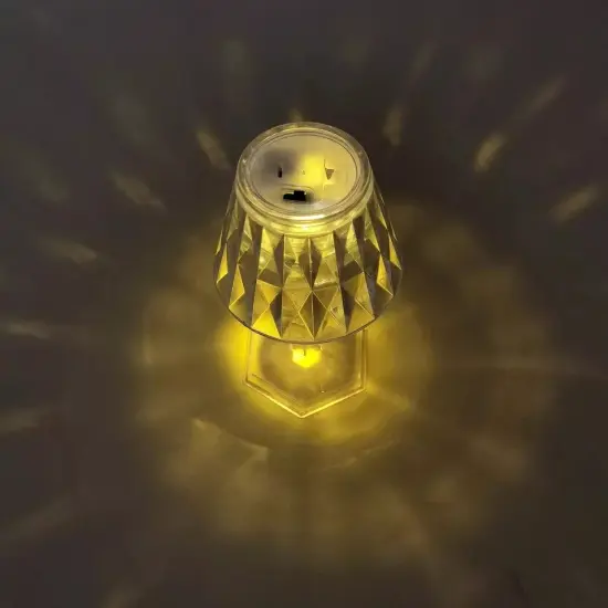 6 Clear 4.5 in Acrylic Crystal TABLE LAMPS Battery Operated LED Lights Party {2}