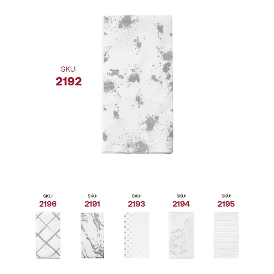 Durable White with Silver Paint Splatter Paper Dinner Napkins (600 Napkins) {6}