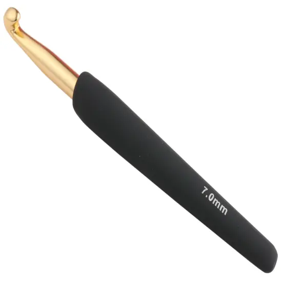 KnitPro Gold Aluminium Crochet Hook W/Black Handle-Size 7.00mm {1}
