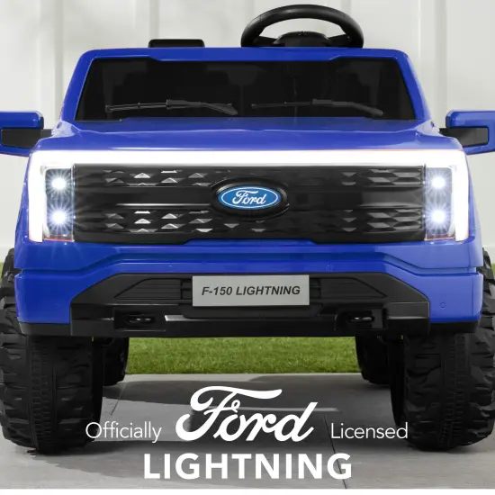 Best Choice Products Kids 24V Ride On Truck Officially Licensed Ford Lightning w/ Remote, LED Lights, 2 Speeds Blue {2}