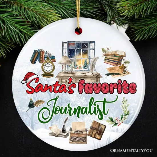 Santa's Favorite Journalist Ornament, Artistic Christmas Appreciation Keepsake {1}